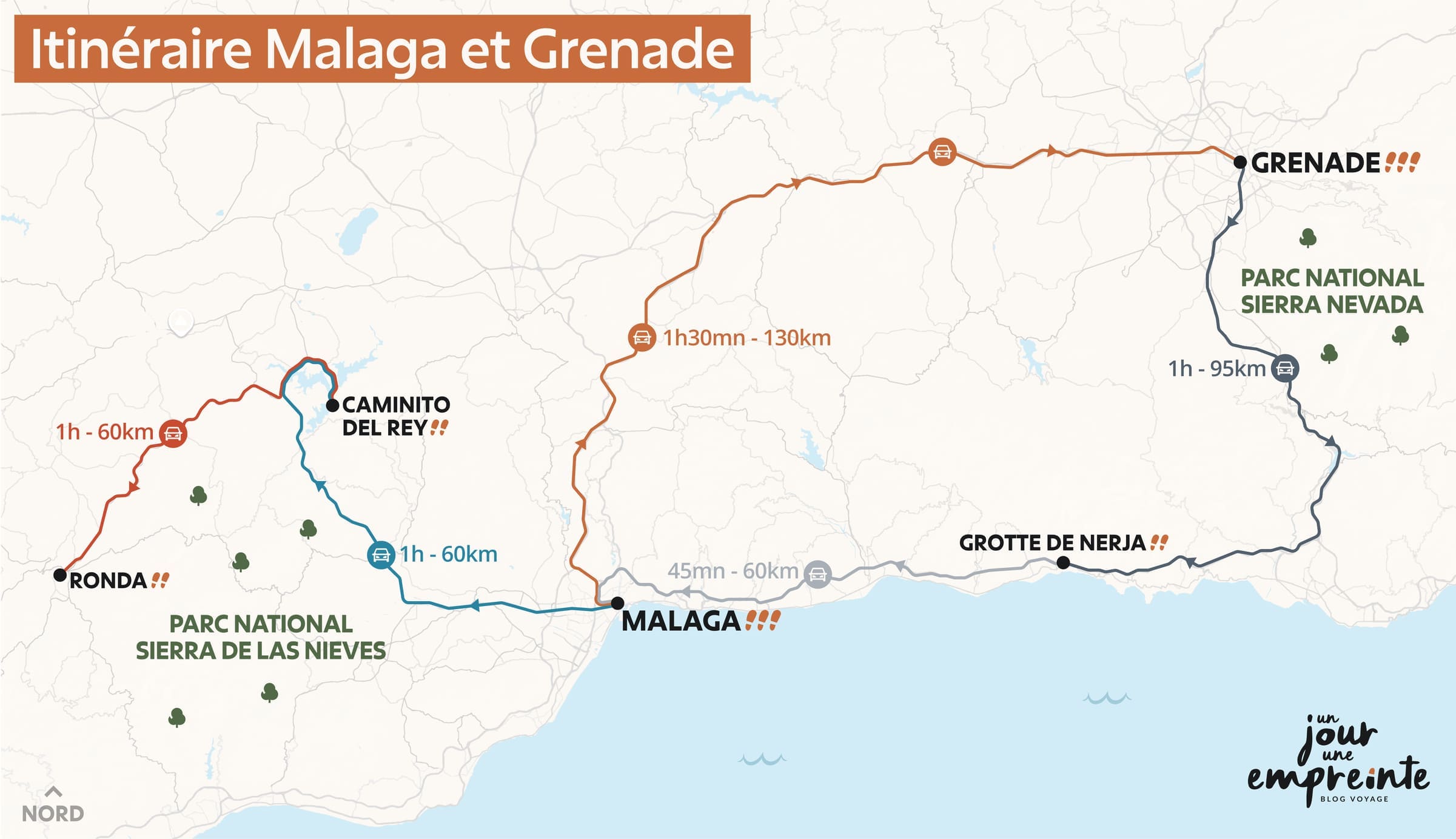 Itinéraire Malaga et Grenade en Espagne