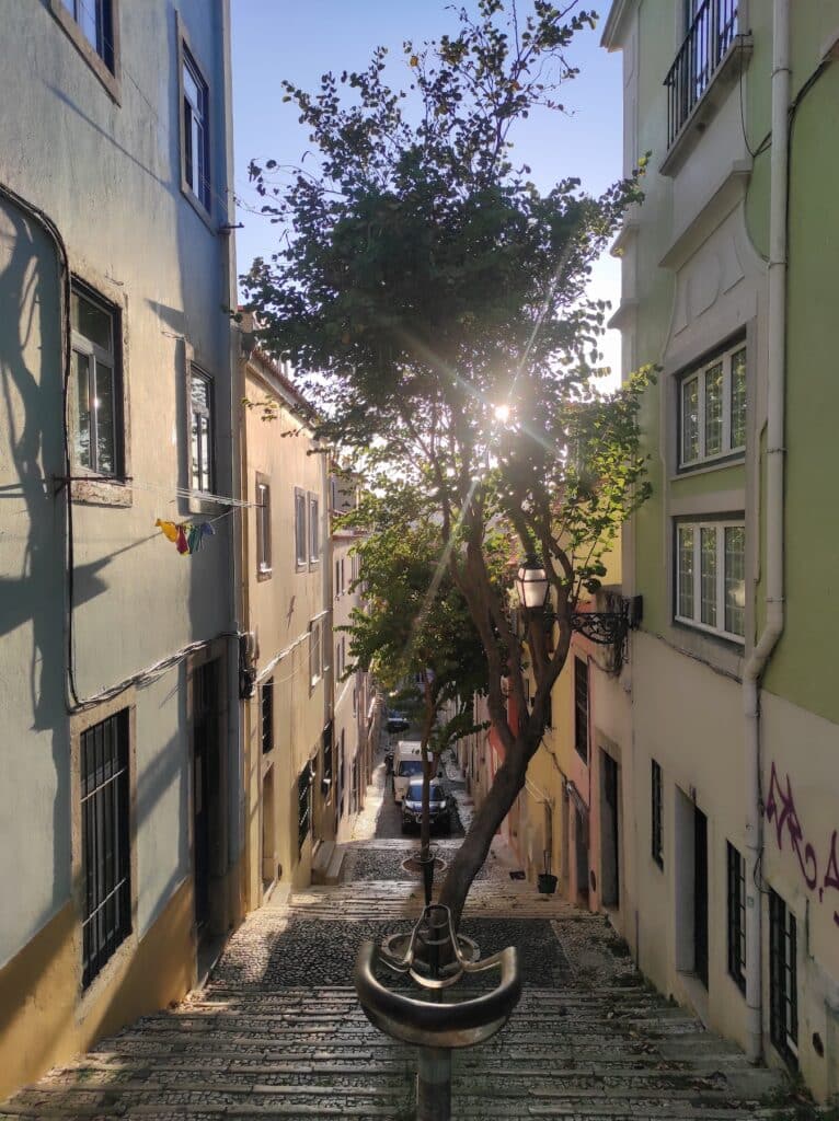 Rue quartier Chiado à Lisbonne Portugal